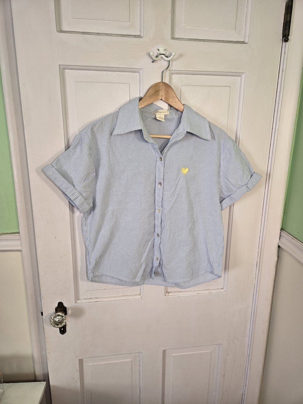 Passport Light Blue Striped Short-Sleeve Button-Down Shirt